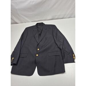 Majer Blazer Mens 50L Black Super 120s Wool Gold Buttons Sport Coat Jacket